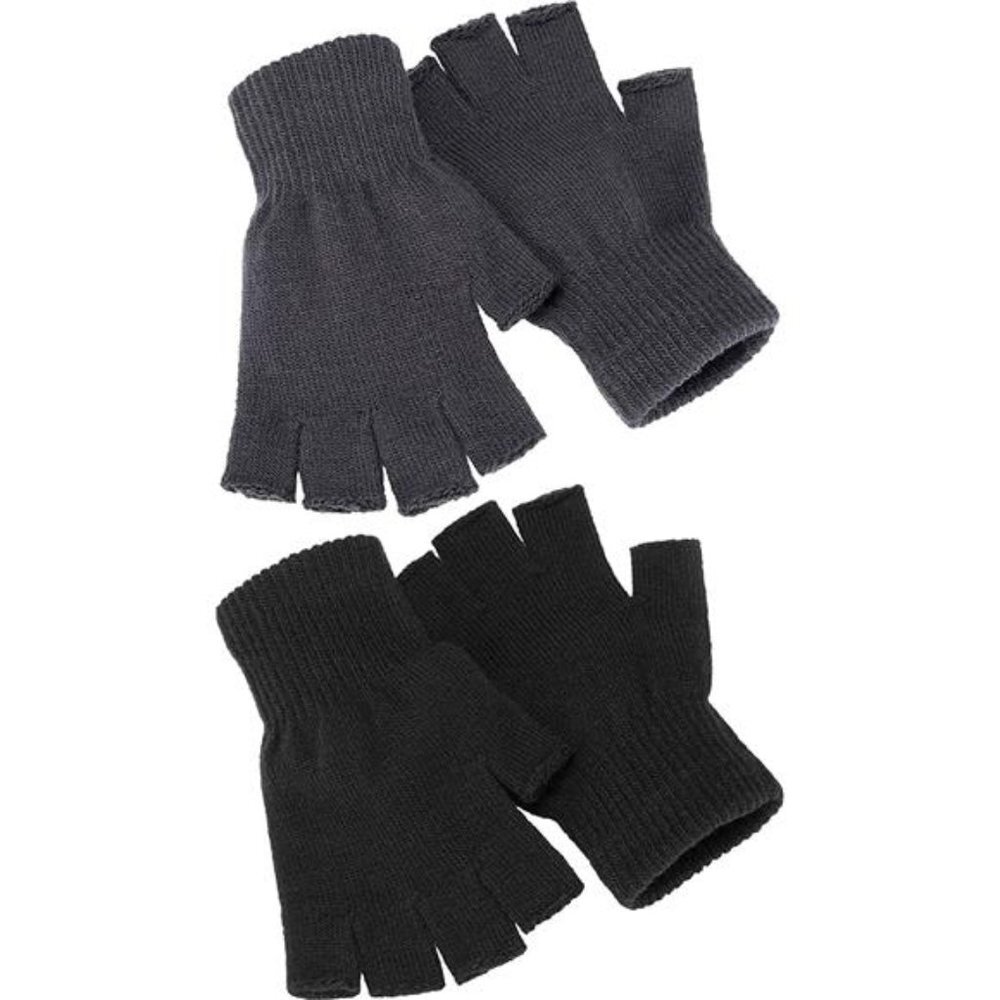 2 Pair Unisex Half Finger Gloves Winter Stretchy Knit Fingerless Gloves